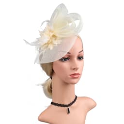 2025 New Fascinator Feathers Mesh Ribbons Brides Hair Accessories Headband or a Clip Cocktail Tea Party Headwewar Wedding