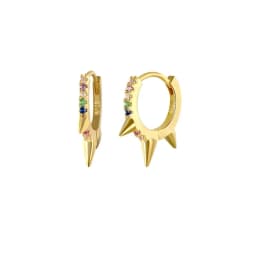 Gold Silver Color Simple Huggies Full Rainbow Zircon Hoops Earring for Women Fashion Drops Piercing Pendiente Ohrringe Jewelry