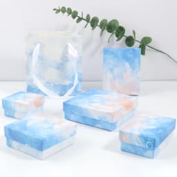 1pcs Blue Sky Gift Box Kraft Paper Display Couple Gift Box Gift Bags for Valentine's Day Earring Necklace Bracelet Accessories