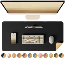Double-Sided Desk Pad, Leather Desk Mat, Eco Cork Desk Pad Protector, Large Mouse Pad Waterproof Desk Writing Pad for Office