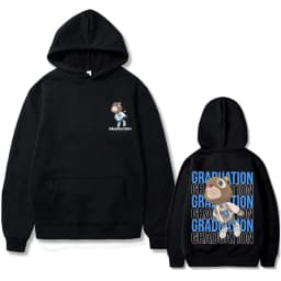 Kanye West Graduation Bear Double Sided Printed Hoodie Men Women Fashion Hip Hop Cool Sweatshirts Unisex Fleece Cotton Hoodies