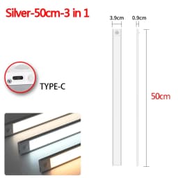 3 in 1 LED Under Cabinet Lights Motion Sensor Night Light Ultrathin Rechargeable Led Lamp Closet Kitchen Cabinet Indoor Lighting