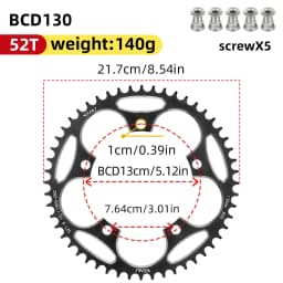 VXM Road Bicycle Folding Bike 130BCD Crank Aluminum Narrow Wide Chainring 38 42 48 52 60T Chainwheel Disc Sprocket Tooth Single