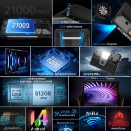 Unihertz Tank PAD 8849 Rugged Projector Tablet Android 32GB 512GB 21000mAh 10.95" FHD Dual Speaker Dimensity 8200 Tablet Phone