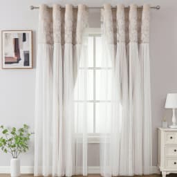 Korean-style Lace Curtain Finished Product Full Blackout Curtain Cloth Living Room Bedroom Solid Color Floating Window Curtain