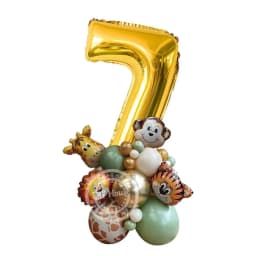 Wild Animal Balloon Tower with Gold 1-9 Number Balloon for Boy's Jungle Safari Birthday Party Decoration Forest Party Supply