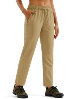 TACVASEN Womens Hiking Pants Lightweight Quick Dry UPF 50 Travel Pants Water Resistant Elastic Waist Golf Pants With Zip Pockets
