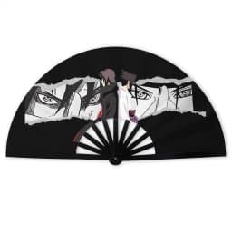 Anime U-Uchihaes Sasuke Japan Folding Hand Fan Custom Red Cloud Polyester Fabric Fan Novelty Summer Accessory Decorative Fans