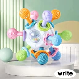 Newborn Infant Shake Grab Spin Multi Sensory Ball Toy 3 in 1 Soft Silicone Chew & Grab Toy for Babies 0-12 Months Christmas Gift