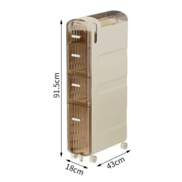 Cream Style Transparent Plastic Seam Storage Shelf Bathroom Floor Cart Storage Cabinets Toilet Side Narrow Gap Cabinet Storage