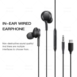 Original Type C Wired Earphone For Samsung Galaxy S25 S24 S23 S21 S22 Ultra Plus 3.5mm Headphones A54 A34 A53 A53 Laptop Earbuds
