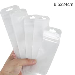 30pcs Long Thin Ziplock Bags Self Sealing Pouch With Hole Plastic Sachet Zip Zipper Lock Bags Necklace Display Jewelry Packaging