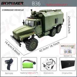 WPL B36 B36-2 B36-3 6WD RC Car 1:16 Full Scale Military Transport Vehicle Model Six Wheel Drive Climbing Off-Road RC Truck Toys