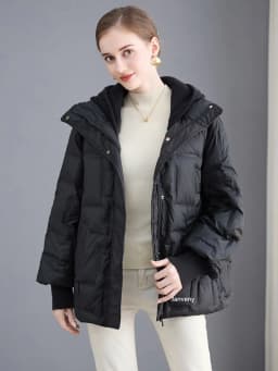 Janveny 2025 New Winter Short White Duck Down Jacket Women Casual Loose Warm Parkas Knitted Hat Detachable Puffer Down Coat