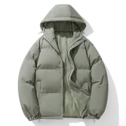 Korean Style 2026 Fashion Winter Men's Solid Color Simple Basic Casual Trendy Loose Hooded Plus Size Quilted Jackets Male Coats