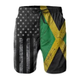 Women's Men's 3d Printed Jamaican Flag Swim Trunks Fashion Summer Beach Surf Board Shorts Quick Dry Sports Gym Short Pants