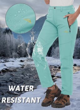 TACVASEN Womens Winter Waterproof pants Fleece Lined Softshell Trousers With Zipper Pockets Thermal Cargo Outdoor Ski Pants