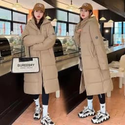 2025 Solid Long Down Parka Women with Hood Cotton Padded Jacket Winter Overcoat Fashion Thicken Warm Puffer Coat Female