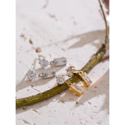 Yhpup High-Grade AAA Cubic Zirconia Rectangle Drop Earrings 2025 Stainless Steel Delicate Korean Style Daily Jewelry Gift