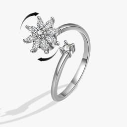 SMJEL Flower Shiny Rhinestone Rotatable Fidget Spinner Ring for Women Anti Anxiety Butterfly Animal Design Anti Stress Accessory