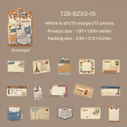JIANWU Vintage Weave Label Relief Landscape Material Collage Scrapbooking Sticker Creative DIY Journal Stationery