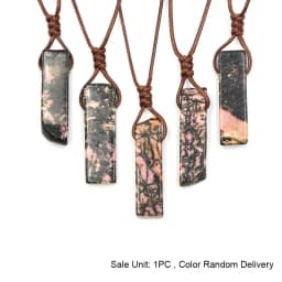 CSJA Healing Crystals Necklaces Irregular Natural Stone Slice Pendant Necklace Pink Quartz Labradorite Tiger Eye Jewelry H090