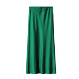 New In 2026 Women's Spring Summer Solid Color Satin Long Skirt High Waist Lace-up Trendy Elegant Faldas Female Beach Maxi Skirts