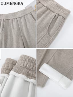 Herringbone Pants Women's Staight Pants Autumn Winter High Waisted Casual Office Lady Trousers Thick Suit Pants For Women