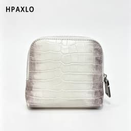 New Himalayan Color Makeup Bag Set with First Letter Embossing Genuine Leather Crocodile Texture Cosmetic Storage Case Make Up