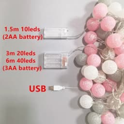 10/20LED Cotton Balls String Light Wedding Party Garland Fairy Street Lights Outdoor Garden Patio Christmas Decorations for Home