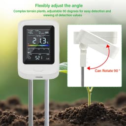Yieryi Rechargeable 6-in-1 Soil PH Tester Moisture/Fertility/Sunlight/Temp/pH Meter Earth Nutrient Analyzer for Gardening Farm