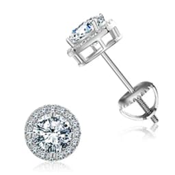 Round Moissanite Diamond Ear Studs Earring Pass Diamond Test Moissanite Stud Earrings For Women Man Sterling Silver Jewelry Gift