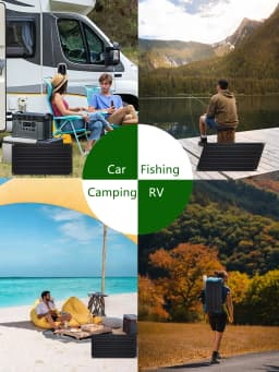 ELEGEEK 16W-160W Mono Flexible Solar Panel USB 5V DC 12V W/ 60A Controller Type-C for Phone 12V Battery Camping