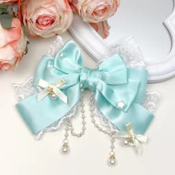 Exquisite and Sweet Lace Pearl Chain Big Bow Pearl Pink Cute Princess Headpiece Hair Clip Accessories Lolita Headpiece Hair Clip