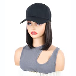 12Inch Synthetic Baseball Cap Hair Extensions Short Straight Bob Adjustable Hat Wig Easy Wear for Daily Party Women