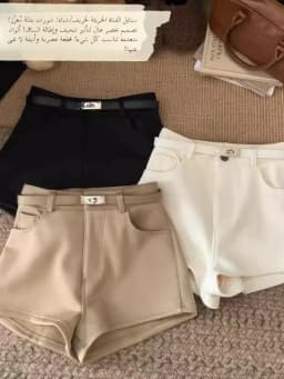 Khaki Elastic Casual Shorts Women's Spring Summer New Style Hot Girl High Waist Slimming Leg Lengthening A-Line Shorts