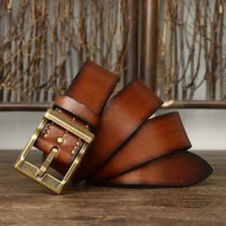 3.8CM Pure Cowhide High Quality Genuine Leather Belts for Men Strap Male Brass Buckle Fancy Vintage Jeans Cowboy Thicken Cintos