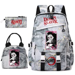 Demon Slayer Anime Backpack Set for Girls Demon Slayer 3Pcs School Bag Lunch Kit Pouch