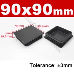 Black Square Pipe Tube Cap Plastic Tubing End Cover Glide Insert Blanking End Plugs Bung 10/13/15/16/18/19/20//22/23/25/28-200mm