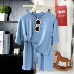 2PCS Children's Lyocell Thin Homewear Clothes Summer Kids Air Conditioning Mid-length Sleeve Tops+Long Pants Pajamas Set