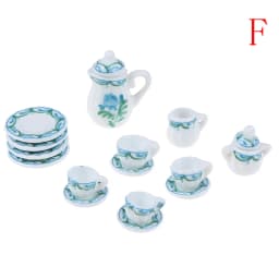 1Set 1:12 Miniature Porcelain Tea Cup Set Chintz Flower Tableware Kitchen