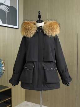 Fitaylor Large Natural Fox Fur Hooded Winter Jacket Women 90% White Duck Down Thick Parkas Warm Sash Tie Up Snow Coat