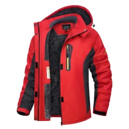 TACVASEN Womens Multi-pocket Ski Jacket with Detachable Hood Windproof Water-Resistant Fleece Lined Coat Wear-resistant Softshel
