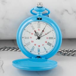 High Quality Steel Blue Digital Display Quartz Pocket Watch Retro Fashion Men and Women Exquisite Necklace Pendant Gift
