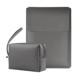 Business Office Commuting Personalized Laptop Pouch Luxury PU Leather Protective Laptop Sleeve With Stand Charger Storage Bag