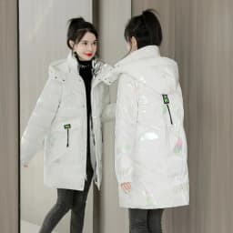 2026 Winter New Gloss Cotton Jacket Women's Medium to Long Korean Loose Coat Lady Thick Hooded Coats Female Warm Parker Overcoat