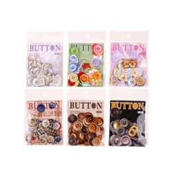 JIANWU Button Series Vintage Button Shaped Landscape Material Collage Scrapbooking Sticker Creative DIY Journal Stationery