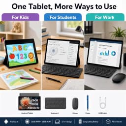 10 inch Tablet Android 16 8-Core Tablet 26GB+128GB 1TB Extended WiFi 6 8MP Stylus Keyboard Mouse Headset PC PAD Set