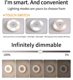 Touch Dimming LED Night Light USB Rechargeable Night Lamp Dedroom Kitchen Cabinet Wardrobe Lamp Staircase Wireless Closet Light