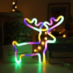 1pc Christmas Tree Neon Sign Light With Elk & Christmas Sock & Christmas Tree For Outdoor Garland Garden Windows Curtain Decor